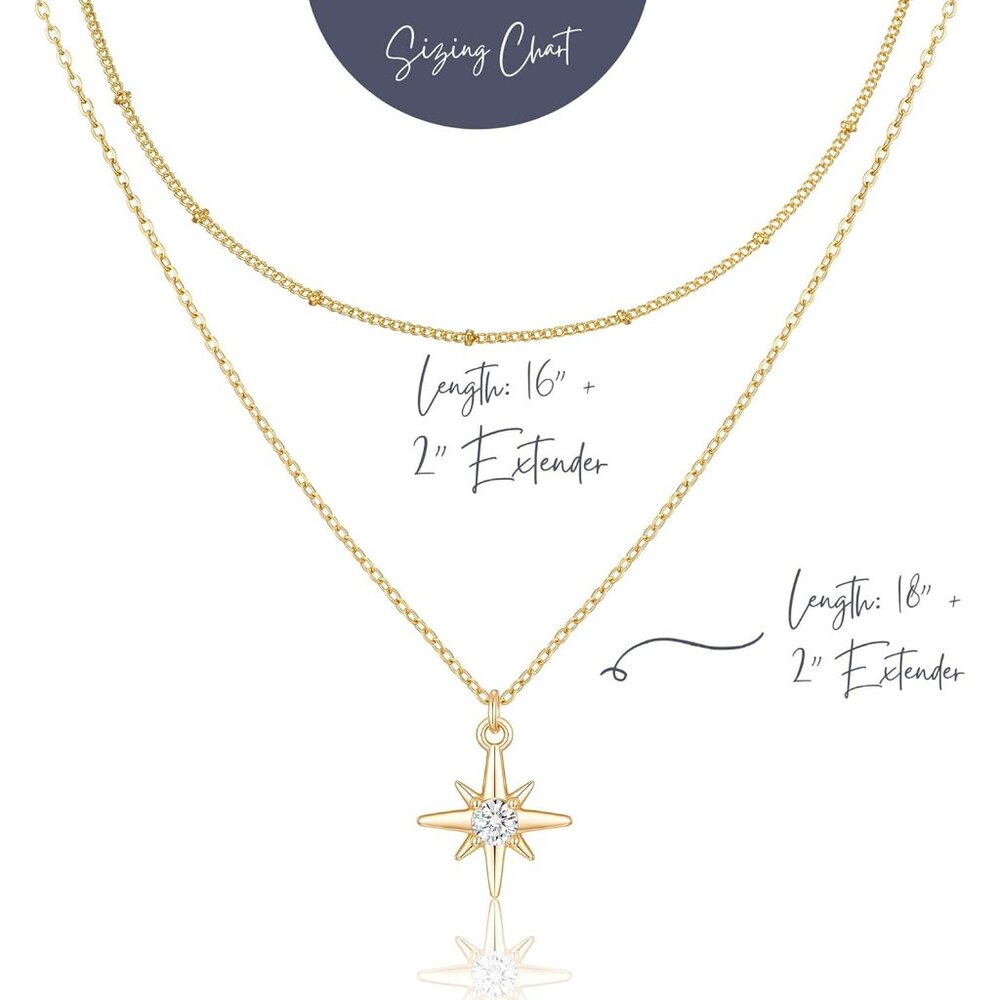 Necklace for Women, 14K Gold-Plated Dainty Choker, Silver Layered Necklaces for - Picture 6 of 6